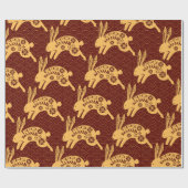 ウサギ新中国の辰年赤金ゴールド ラッピングペーパー (フラット)