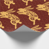 ウサギ新中国の辰年赤金ゴールド ラッピングペーパー (角)