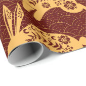 ウサギ新中国の辰年赤金ゴールド ラッピングペーパー (ロールコーナー)