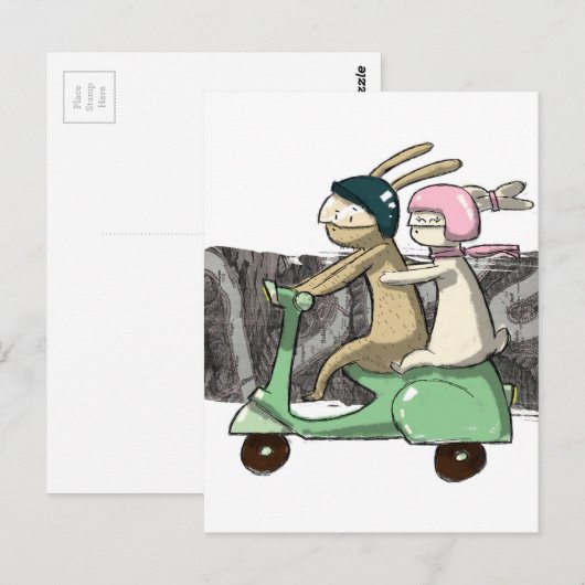 ウサギ旅行 ポストカード (正面/裏面)