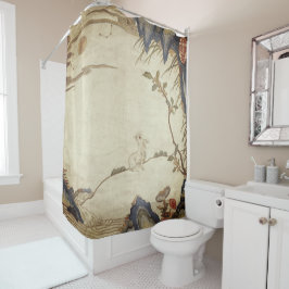 ウサギ日本の及びムーンシャワーカーテン シャワーカーテン