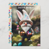 ウサギ格言卵バスケットイースターブランチ 招待状 (正面/裏面)