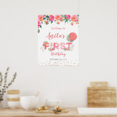 ウサギ水彩ベビーシャワーウェルカムサイン ポスター (キッチン)