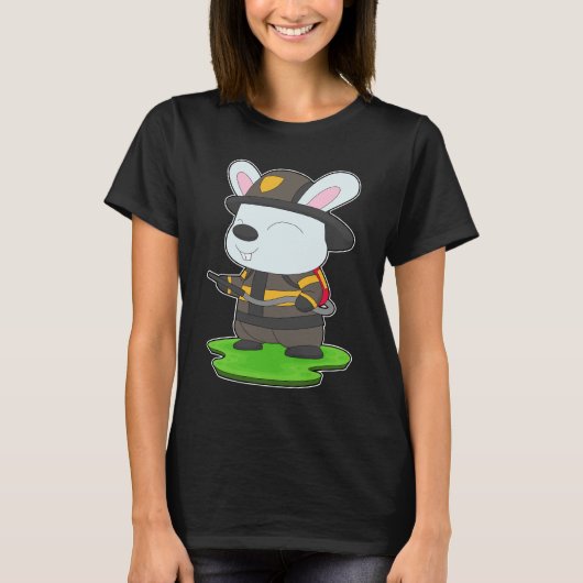 ウサギ消防士 消火器 消防署 Tシャツ (正面)