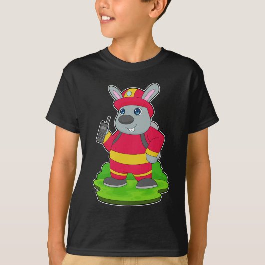 ウサギ消防士 消防署 Tシャツ (正面)