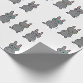 ウサギ灰色メガネ青い黄色の紫 ラッピングペーパー (角)