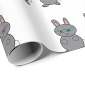 ウサギ灰色メガネ青い黄色の紫 ラッピングペーパー (ロールコーナー)