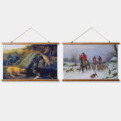 ウサギ狩りキツネ狩り素朴アウトドアスポーツ 吊り下げ型タペストリー (ダブル)