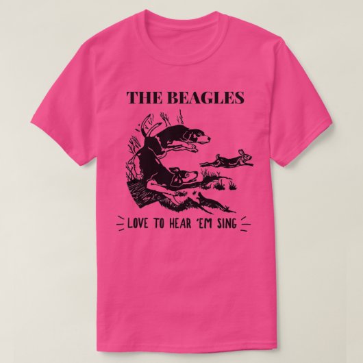 ウサギ狩りビーグルの愛Emの歌を聞く Tシャツ (デザイン正面)