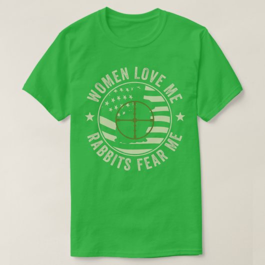ウサギ私うさぎおもしろいハンターウサギ狩り Tシャツ (デザイン正面)