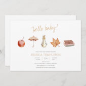 ウサギ秋エレメンツベビースシャワー 招待状 (正面/裏面)