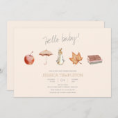 ウサギ秋エレメンツベビースシャワー 招待状 (正面/裏面)