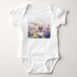 ウサギ第2誕生日吹のピンクバブルガム ベビーボディスーツ
