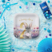 ウサギ第2誕生日吹のピンクバブルガム ペーパープレート (パーティー)