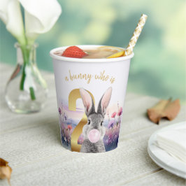 ウサギ第2誕生日吹のピンクバブルガム 紙コップ