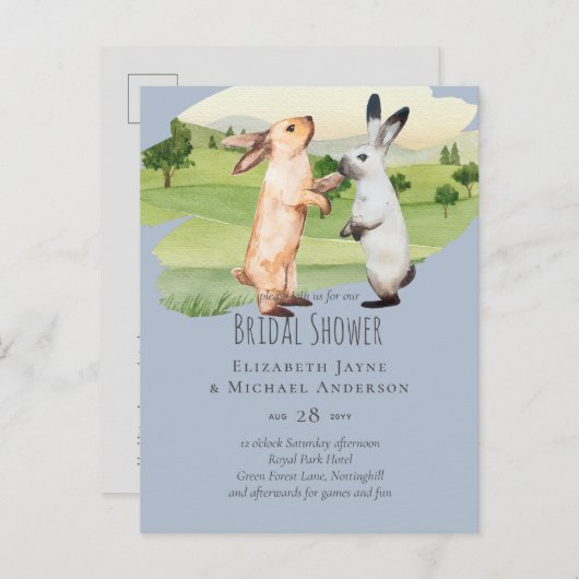 ウサギ結婚ズカップルカントリーガーデン ポストカード (正面/裏面)