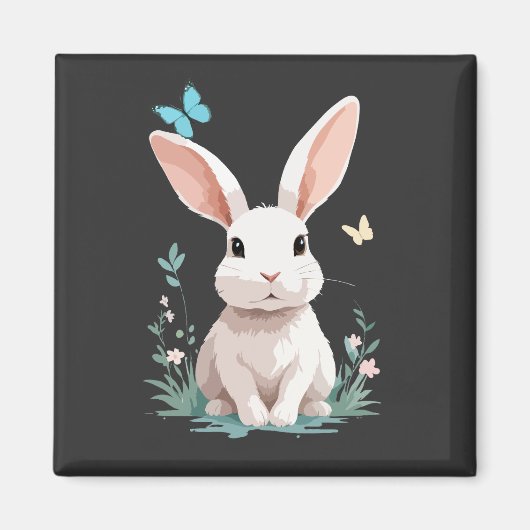 ウサギ絵を描ベクター愛らしいおもしろい遊動物 マグネット (正面)