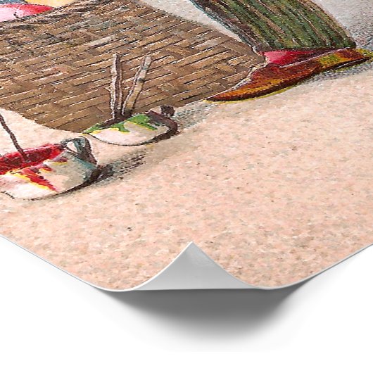 ウサギ絵画のイースターエッグヴィンテージ ポスター (角)