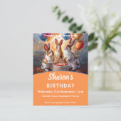 ウサギ誕生日 インビテーションポストカード (スタンド正面)