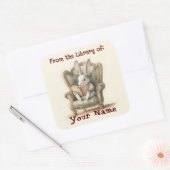 ウサギ読蔵書票 スクエアシール (封筒)