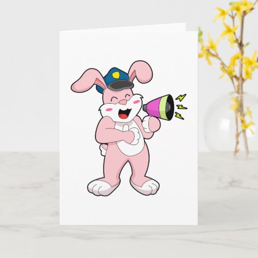 ウサギ警官のマイク カード (黄色い花)