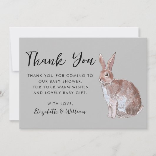 ウサギ赤ちゃんシャワーサンキューカード サンキューカード (正面)
