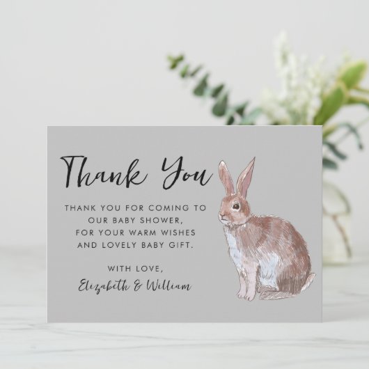 ウサギ赤ちゃんシャワーサンキューカード サンキューカード (スタンド正面)
