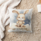 ウサギ赤ちゃんブルースカイベージュボホ子供部屋 クッション (ブランケット)