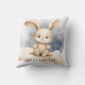 ウサギ赤ちゃんブルースカイベージュボホ子供部屋 クッション (裏面)