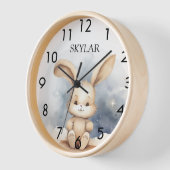 ウサギ赤ちゃんブルースカイベージュボホ子供部屋 壁時計 (傾斜)