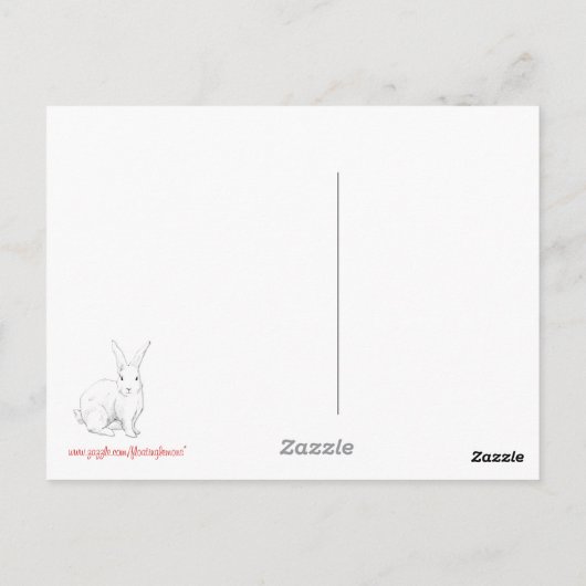 ウサギ赤はがき ポストカード (裏面)