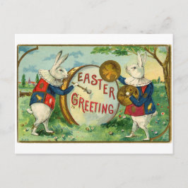 ウサギ遊のドラムアンティークイースター挨拶 シーズンポストカード