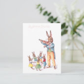 ウサギ遊のバイオリンヴィンテージイースターカード シーズンポストカード (スタンド正面)