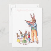 ウサギ遊のバイオリンヴィンテージイースターカード シーズンポストカード (正面/裏面)