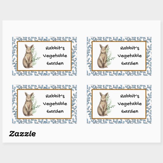 ウサギ野菜ガーデンシール 長方形シール (シート)