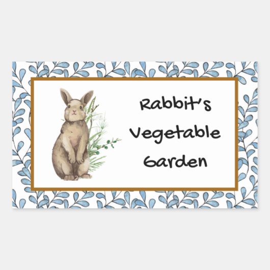 ウサギ野菜ガーデンシール 長方形シール (正面)