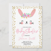ウサギ金ゴールド紙吹雪ベビーシャワー招待状 招待状 (正面)