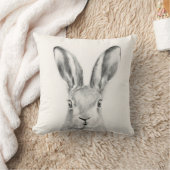 ウサギ鉛筆スケッチ クッション (ブランケット)
