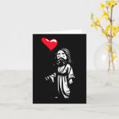 ウサギ間抜けイースターはイエス様クリスチャンのためにトドル カード (黄色い花)