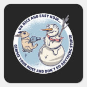 ウサギ雪だるま スクエアシール (正面)