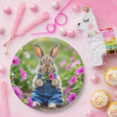 ウサギ食べのピンクのペチュニアの花 ペーパープレート (パーティー)