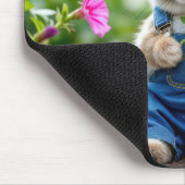 ウサギ食べのペチュニアの花 マウスパッド (コーナー)