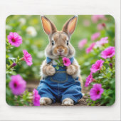 ウサギ食べのペチュニアの花 マウスパッド (正面)