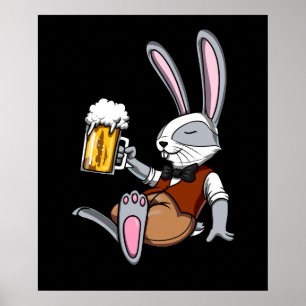 ウサギ飲みビアバニーおもしろいパーティー ポスター