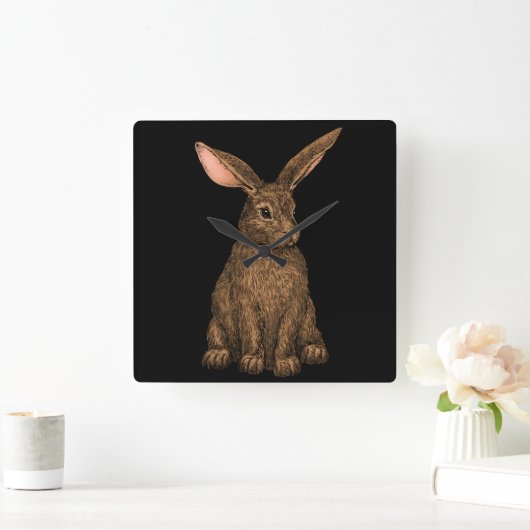 ウサギ3 スクエア壁時計 (ホーム)
