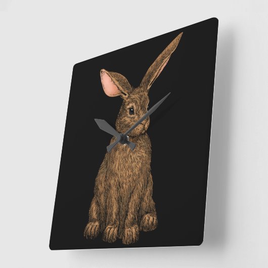 ウサギ3 スクエア壁時計 (傾斜)