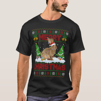 ウサギ うさぎ クリスマスセーター おもしろい 動物 ライト Tシャツ