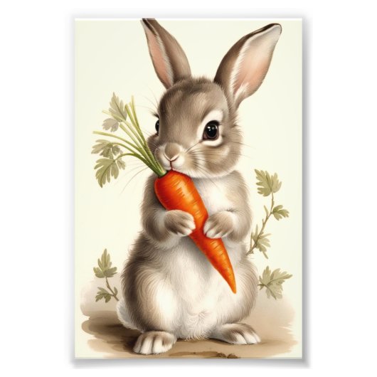 ウサギ アート 春の花 ぬいぐるみ プリント (正面)