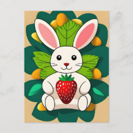 ウサギ、イチゴ、マンダラ、接写 ポストカード