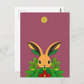 ウサギ、イチゴ、マンダラ、接写 ポストカード (正面/裏面)